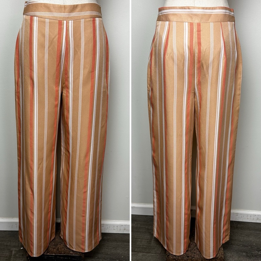 Boohoo Wide Leg Striped Trousers